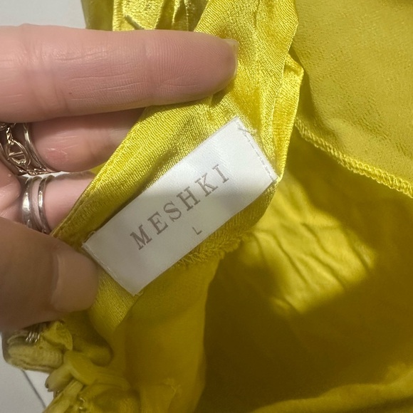 Meshki Sophie Rhinestone Satin Slip Mini Dress in Chartreuse Size Large - Picture 8 of 9